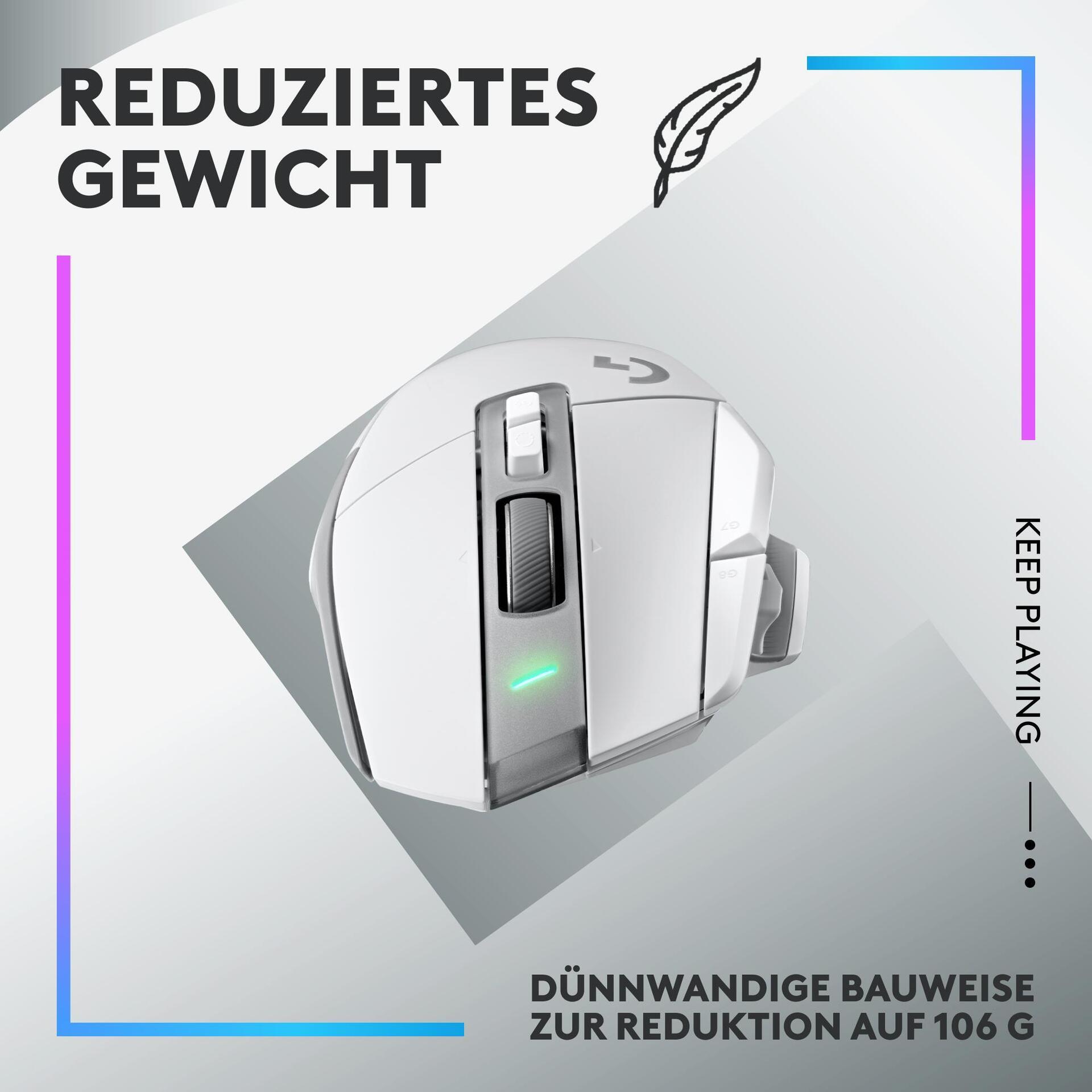 Logitech G G502 X PLUS Kabellose Gaming-Maus Weiß