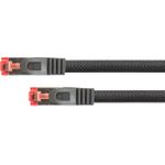 RNS® Patchkabel mit Rastnasenschutz und Nylongeflecht, Cat. 6, S/FTP, PiMF, PVC, 250MHz, OFC, schwarz, 0,5m, PYTHON® Series (8063PY-005S)