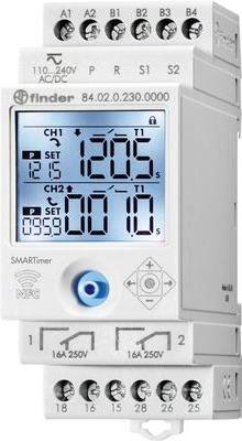 Finder Multifunktions Zeitrelais SMARTimer 84.02 mit NFC 84.02.0.230.0000 90 - 264 V/AC 2 Wechsler 16 A Max. 400 V/AC Ma (84.02.0.230.0000)