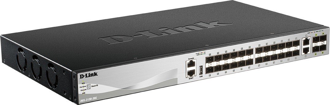 D-Link 30-P.FIBER GIGABIT STACK SWITC The DGS-3130 Series is a range of Lite Layer 3 Stackable Managed Switches designed to help connect end-users in a secure enterprise or metro Ethernet access network (DGS-3130-30S/SI)