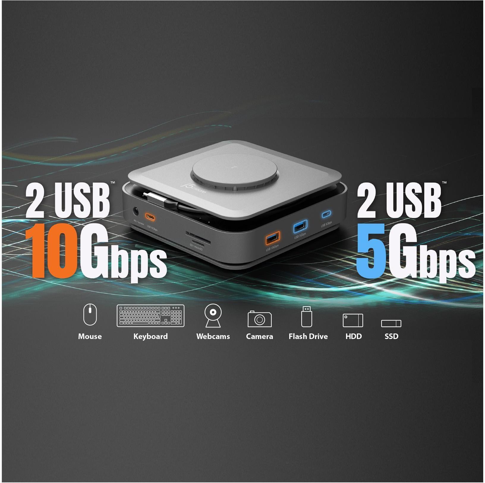 j5create JCD3199P Dockingstation Dual 4K HDMI 140W GaN PD 3.1 Space Grey