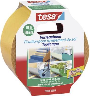 TESA 05686-00018. Produkttyp: Montageband, Produktfarbe: Gelb, Länge: 10 m. Breite: 50 mm (05686-18)