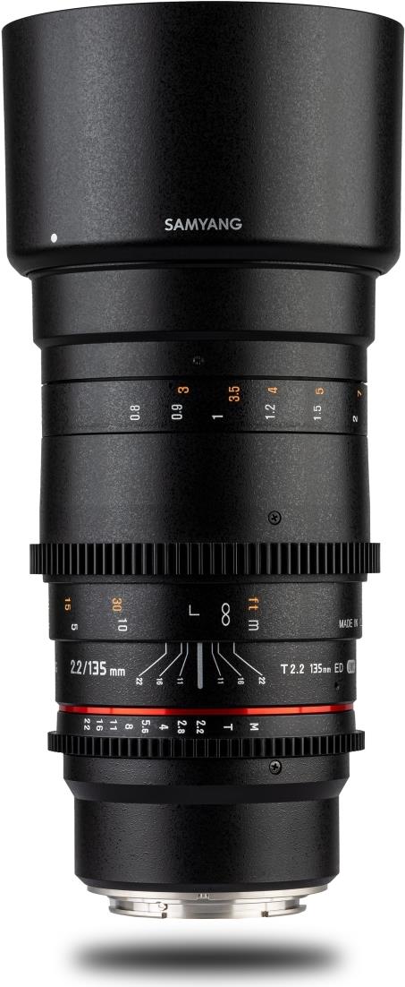 Samyang 135MM T2.2 VDSLR Canon M. Komponente für: SLR, Objektiv-Struktur: 11/7, Linsen Typ: Teleobjektiv. Produktfarbe: Schwarz. Durchmesser (mm): 8,2 cm, Filtergröße: 7,7 cm, Länge (mm): 148 mm. Tiefe: 148 mm (21902)