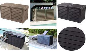 EDA Gartenbox BAYA, 420 Liter, in Holzoptik, braun Outdoor Box mit UV-Schutz, Vorrichtung zum Verschließen, - 1 Stück (010290 BR.T CX1)