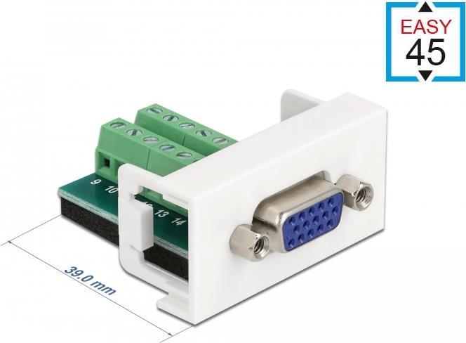 Delock Easy 45 Modul VGA Buchse zu 16 Pin Terminalblock 22,5 x 45 mm (81346)