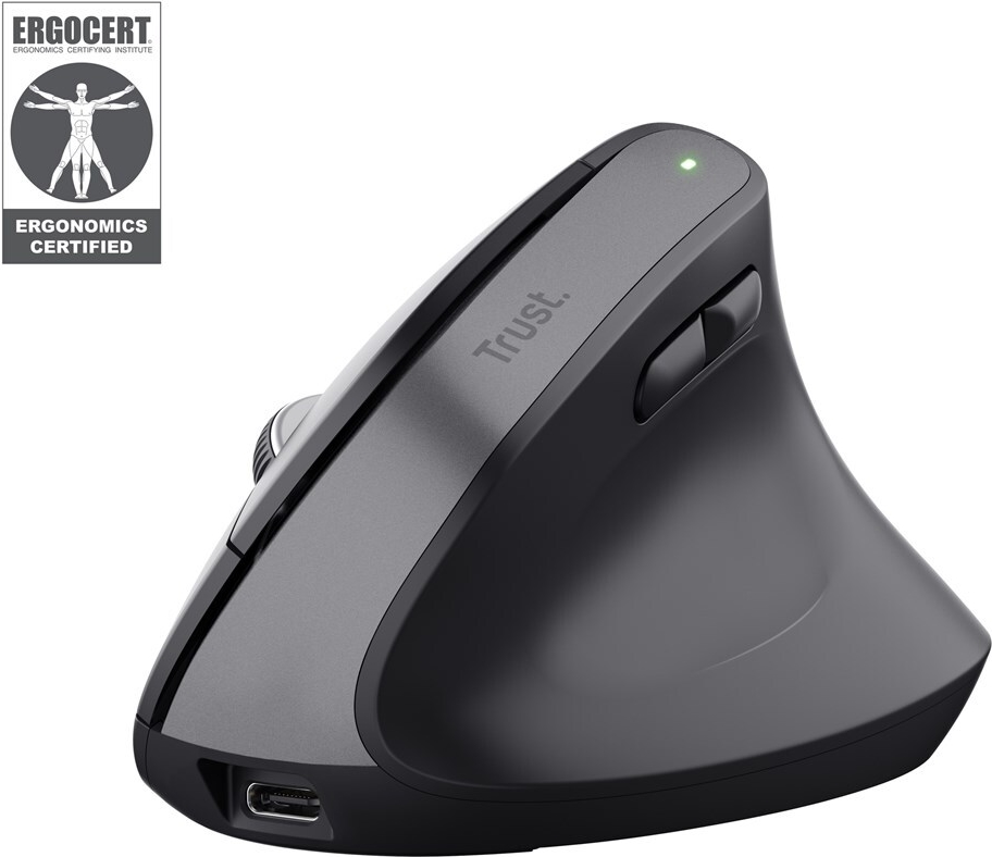 Trust Bayo+ Vertikale Maus 6 Tasten 2.4 GHz Bluetooth Schwarz