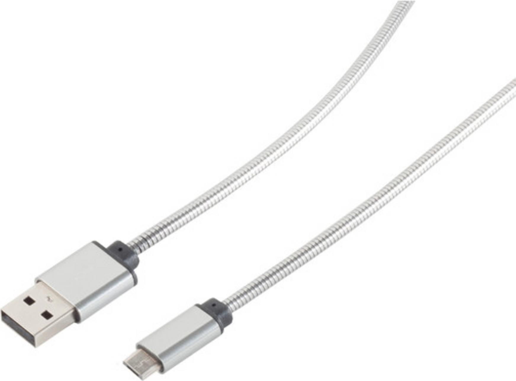 S-Conn 14-11001 USB Kabel 1 m USB 2.0 USB A Micro-USB B Silber (77478-25)