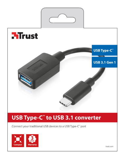 Trust 20967 USB Type-C USB 3.1 Gen 1 Schwarz Kabelschnittstellen-/adapter (20967)