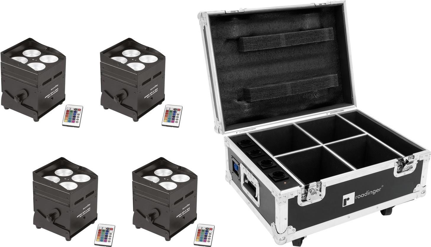 EUROLITE Set 4x AKKU UP-4 QCL Spot QuickDMX + Case mit Ladefunktion (20000180)