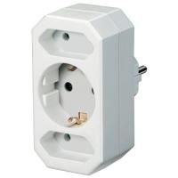 Adapterstecker Schutzkontakt 3fach weiß (1508050)