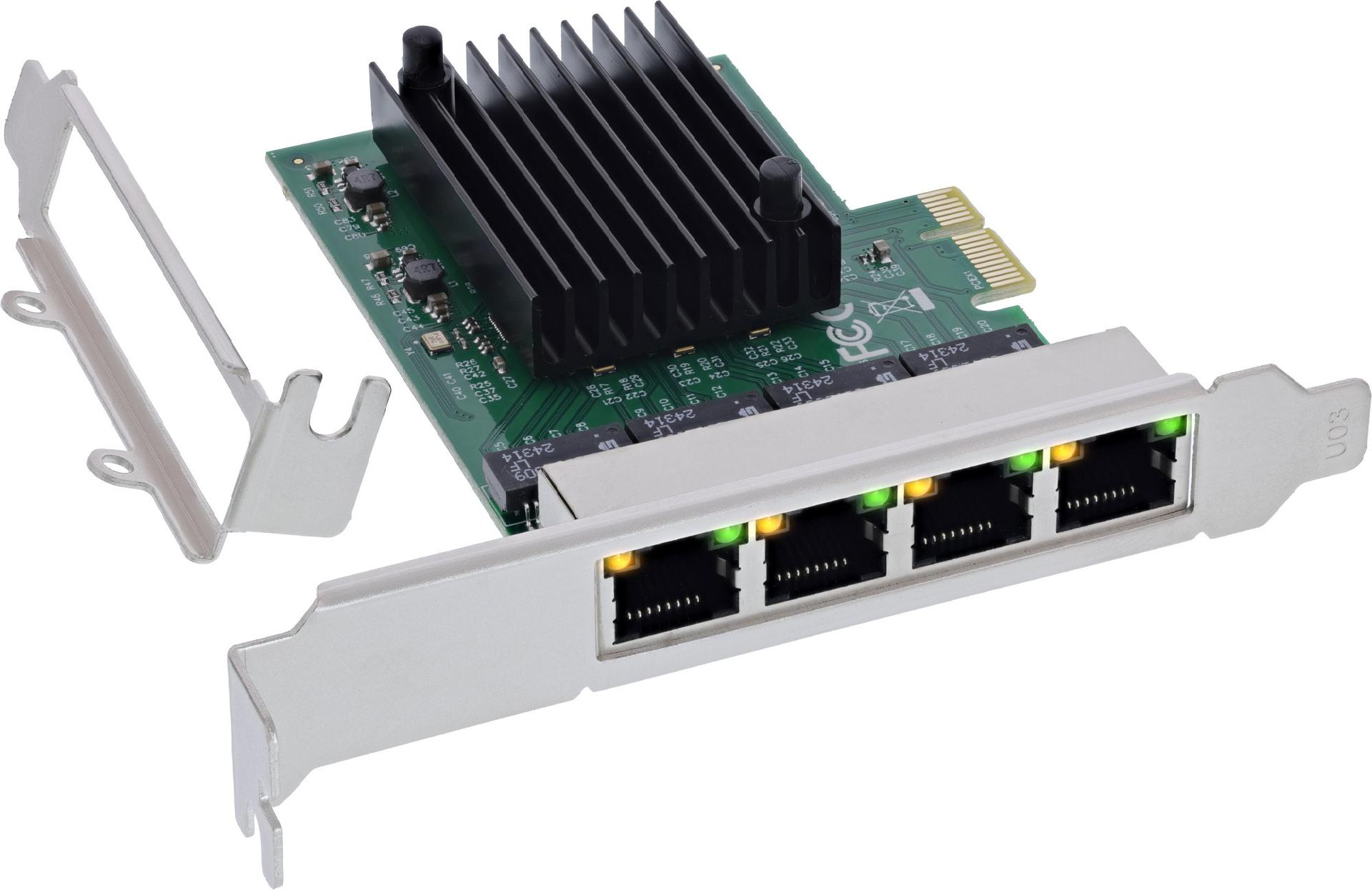 InLine Quad Gigabit Netzwerkkarte, 4x RJ45, 1 Gb/s, PCIe x1