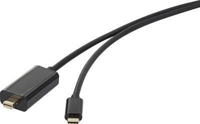 Renkforce USB-C® / Mini-DisplayPort Adapterkabel USB-C® Stecker, Mini DisplayPort Stecker 1.80 m Schwarz RF-4538162 vergoldete Steckkontakte USB-C®-Displaykabel (RF-4538162)