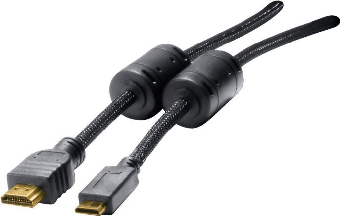 Mini HDMI Kabel, High Speed HDMI, vergoldet, HDMI St. A / HDMI Mini St. C, 3.0 m Hochwertiges Anschlusskabel zur Übertragung von digitalen Monitor- und TV-Signalen (128280)