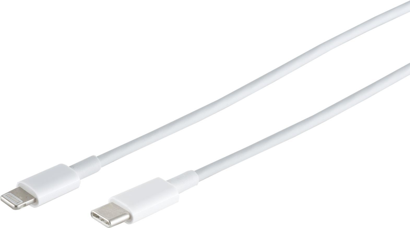 S/CONN maximum connectivity USB Lade Kabel, USB-C® Stecker auf 8-pin Stecker, PD, weiß, 0,5m (14-13050)