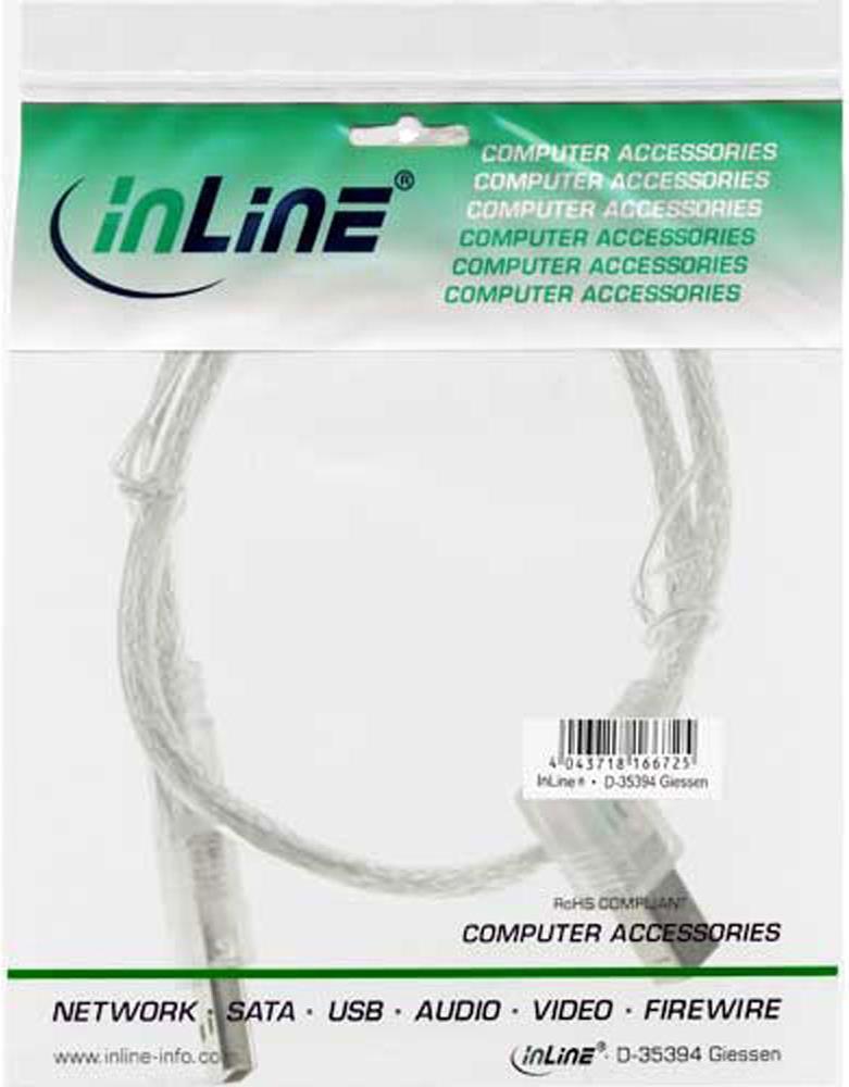 INLINE USB-Kabel USB (M) zu USB Typ B (M) rechtwinklig (34516R)