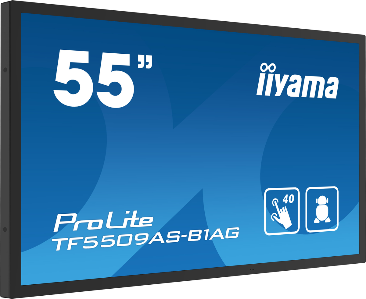 IIYAMA TF5539AS-B1AG 139,7cm 55Zoll PCAP Anti-glare Bezel Free Android 11 OS 40-Points Touch Screen 3840x2160 IPS panel 24/7 [Energieklasse F] (TF5539AS-B1AG)