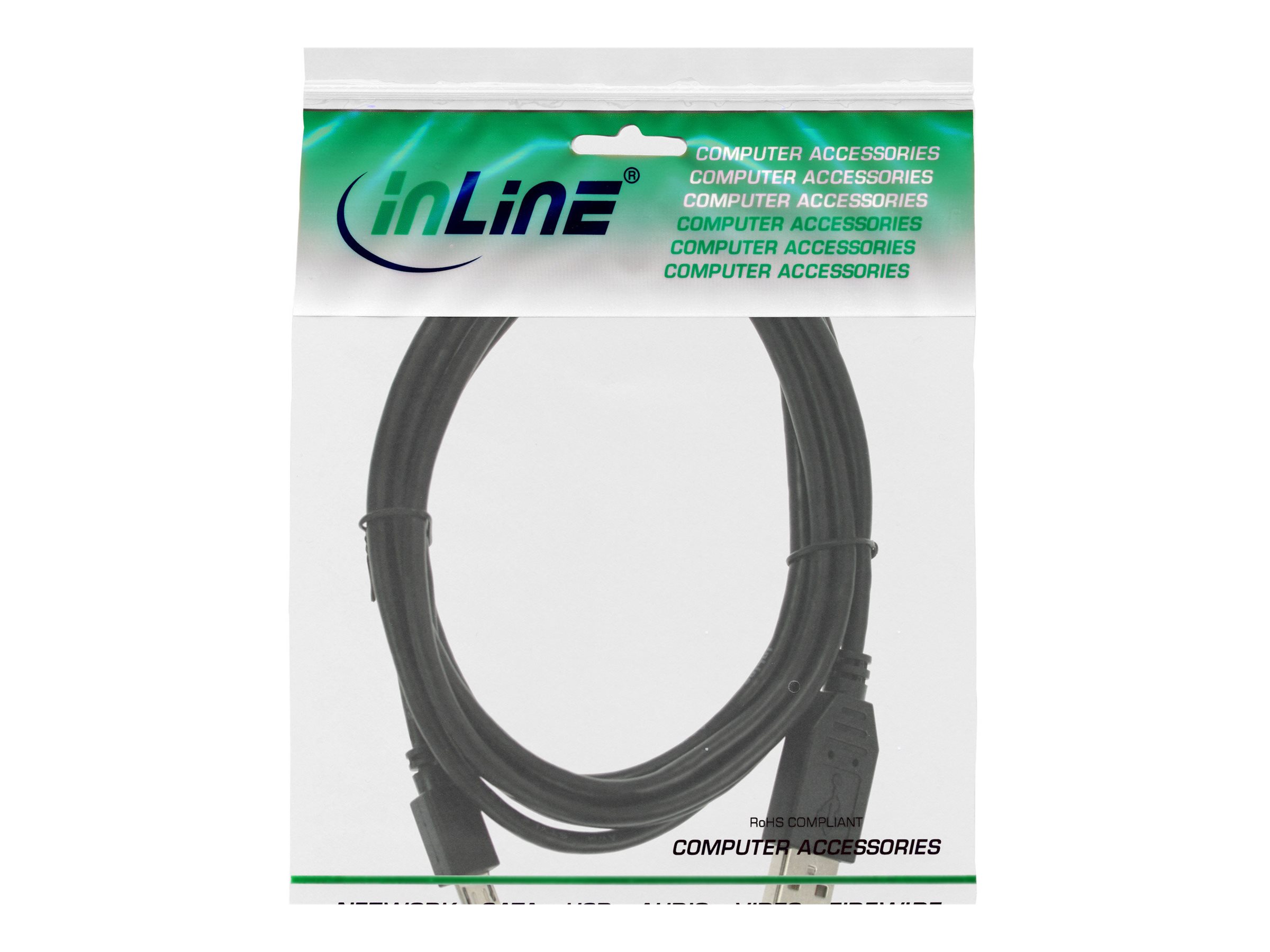 InLine Micro-USB 2.0 Kabel USB-A an Micro-B 5 m Schwarz