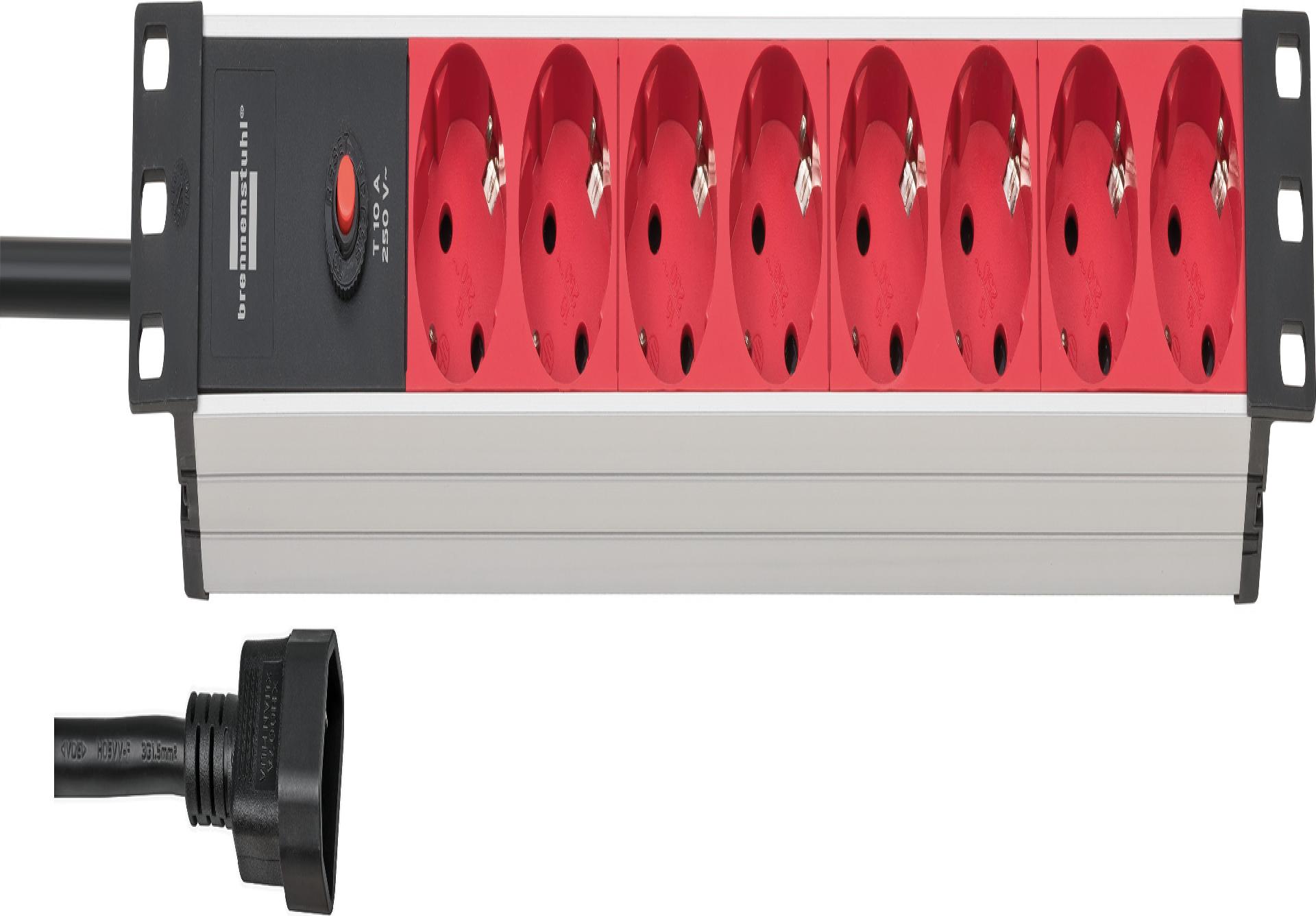 Brennenstuhl Alu-Line Steckdosenleiste 1390007118 8 AC-Ausgänge 2 m IP20 Schwarz/Rot