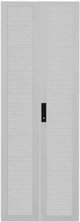 INTELLINET Geteilte Tür für 48,30cm (19)-Schränke der Standard Line 42 HE, 600 mm Breite, perforiert, vertikal geteilt, grau, geeignet für Intellinet Network Solutions Schrankmodelle 713313, 713450, 713436 (715782)