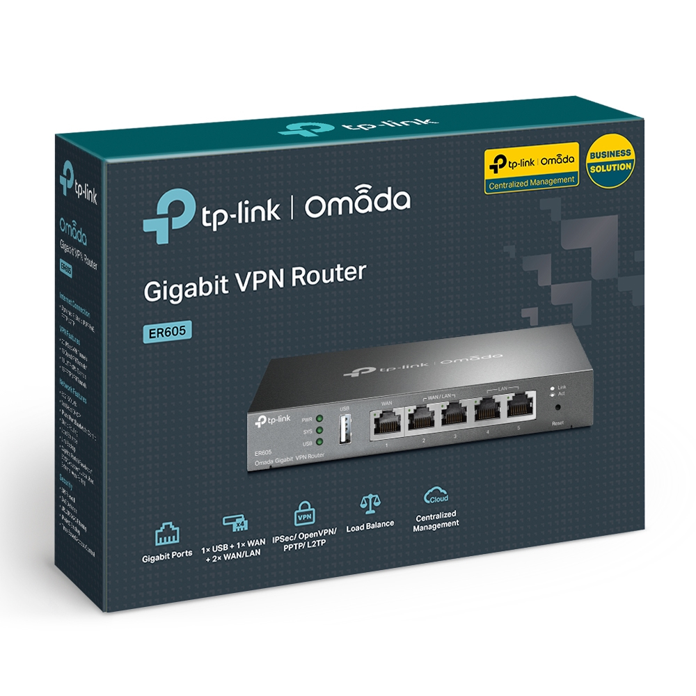 TP-LINK Omada ER605 Gigabit Multi-WAN VPN Router Schwarz