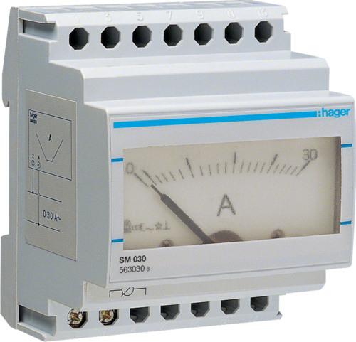 Hager Ampermeter f.Direktmess. analog 0-30A SM030 (SM030)