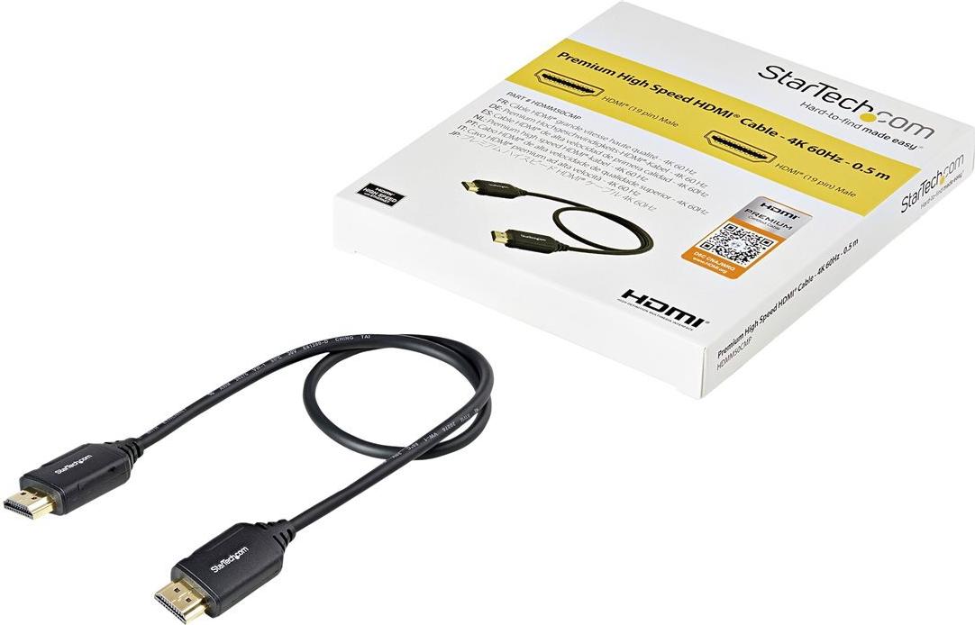 StarTech.com 4K HDMI Kabel 0,5m Premium High Speed mit Ethernet 2.0 Schwarz