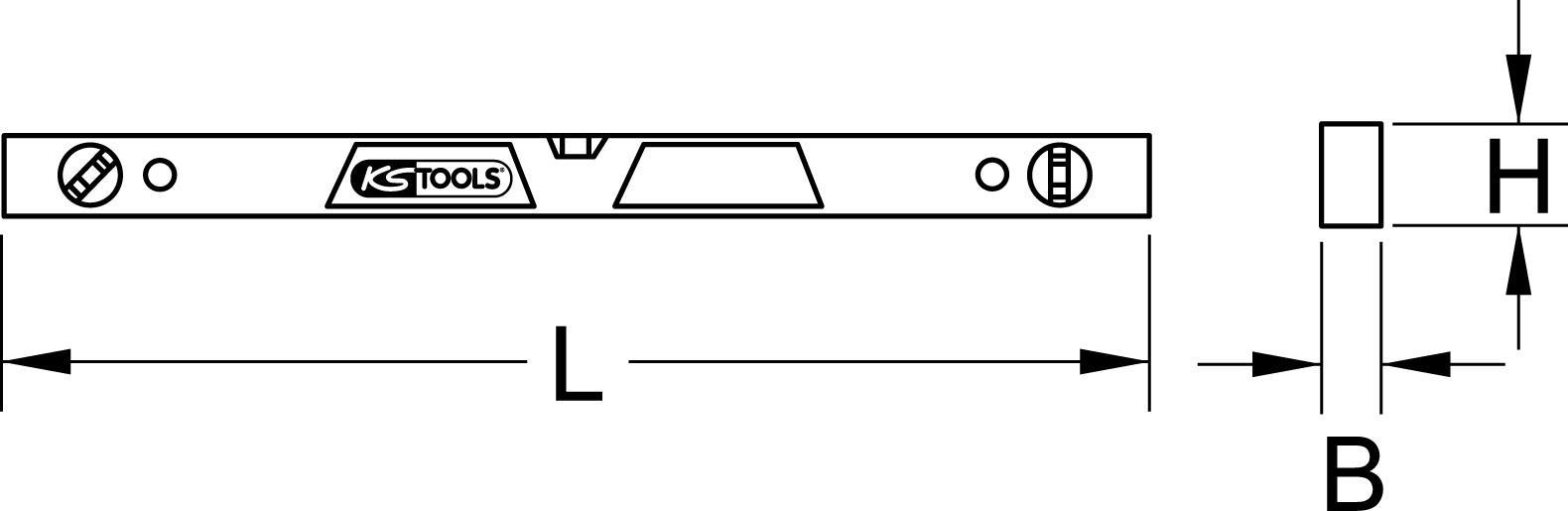 KS TOOLS Aluminiumprofil-Wasserwaage,magnetisch,600mm (204.5471)