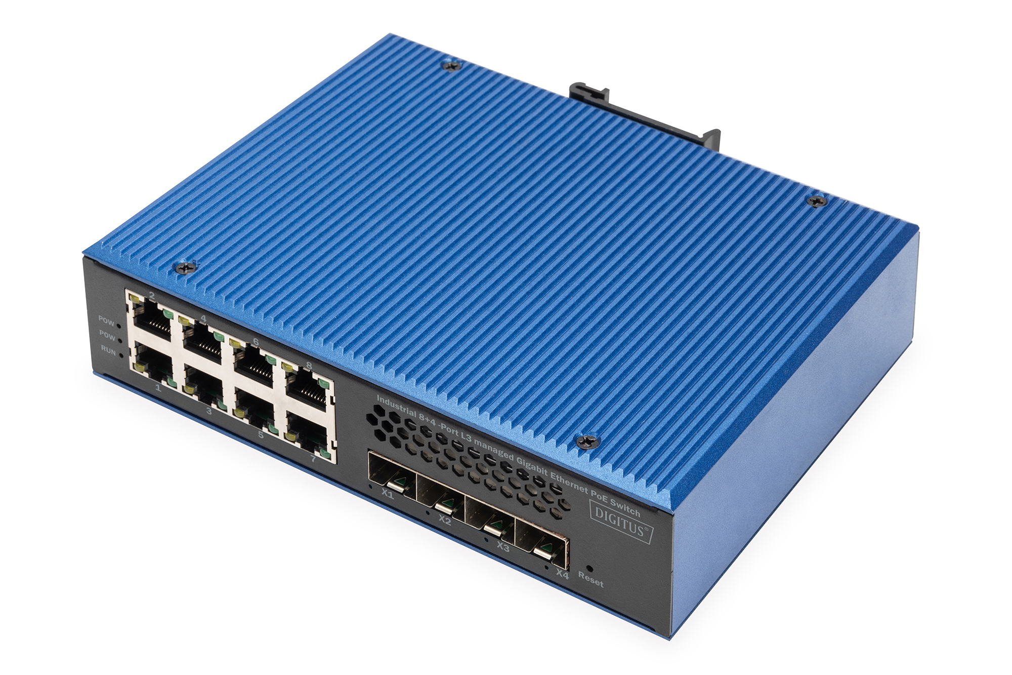 Digitus DIGITUS DN-651161 Industrial L3 Managed Gigabit PoE Switch Schwarz, Blau