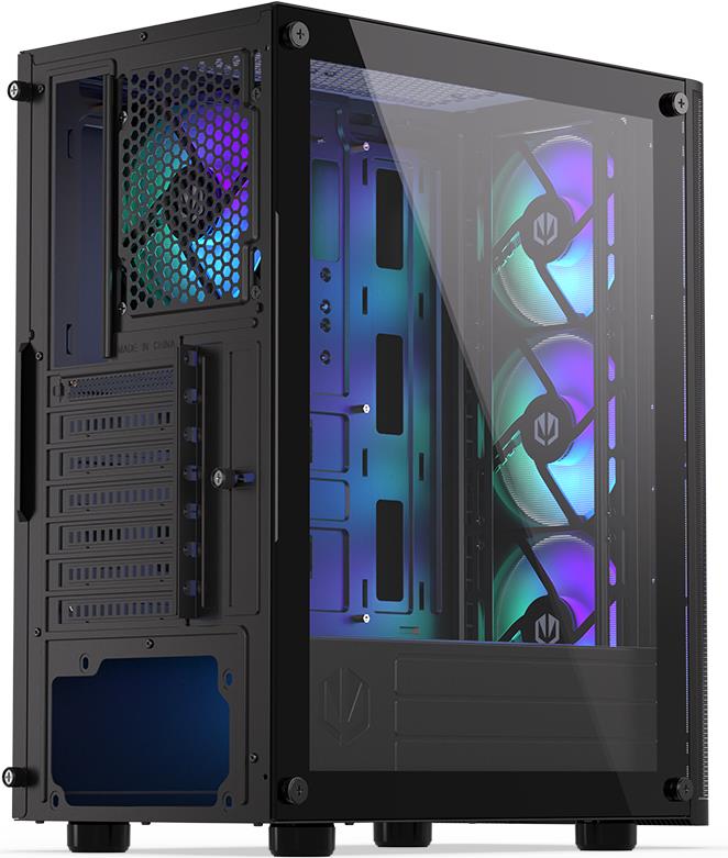 Endorfy Ventum 200 ARGB Midi-Tower ATX Gehäuse mit Tempered Glass Schwarz
