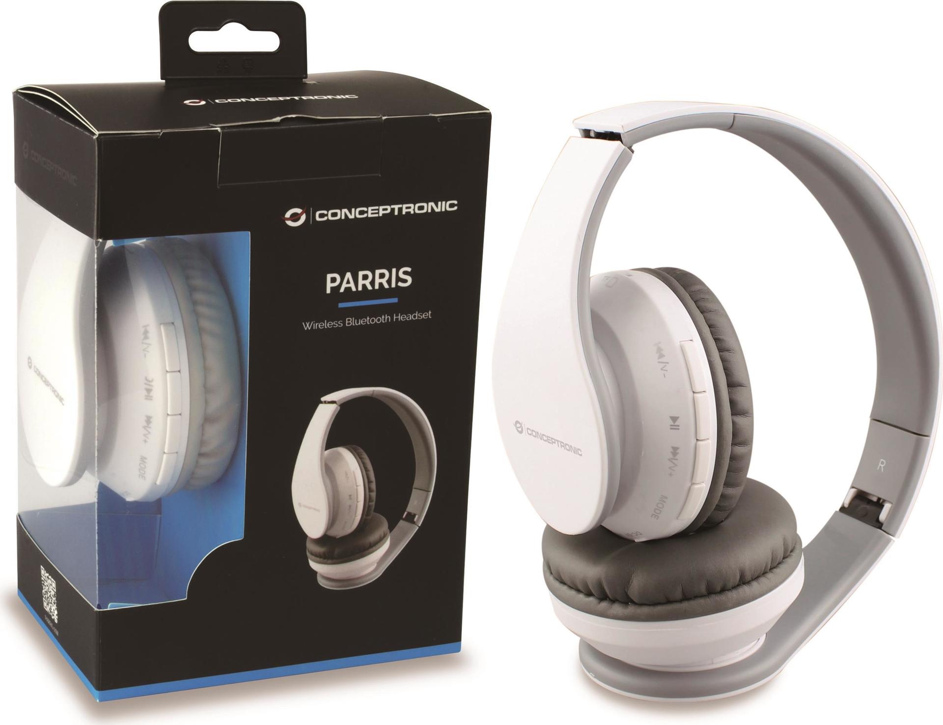 Conceptronic Headset PARRIS Wireless Bluetooth white (PARRIS 01W)