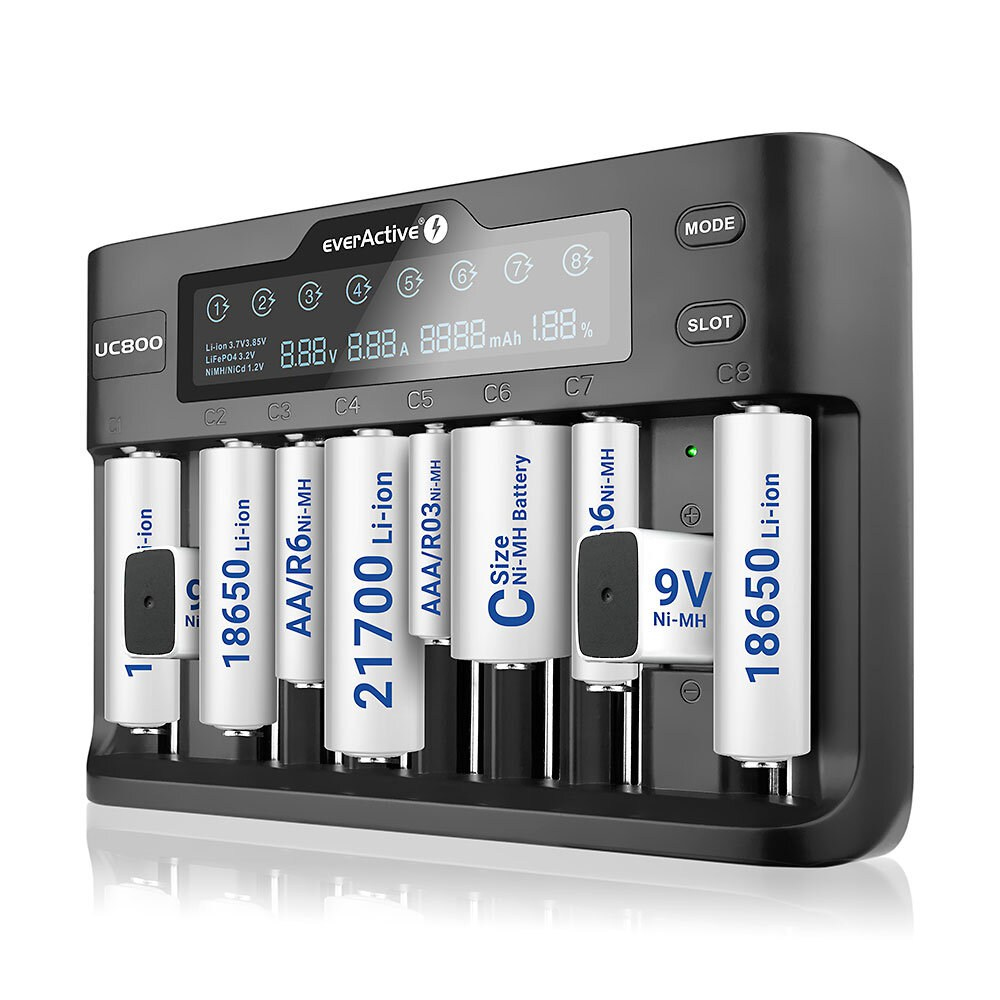EverActive UC-800 Universelles Akkuladegerät Schwarz