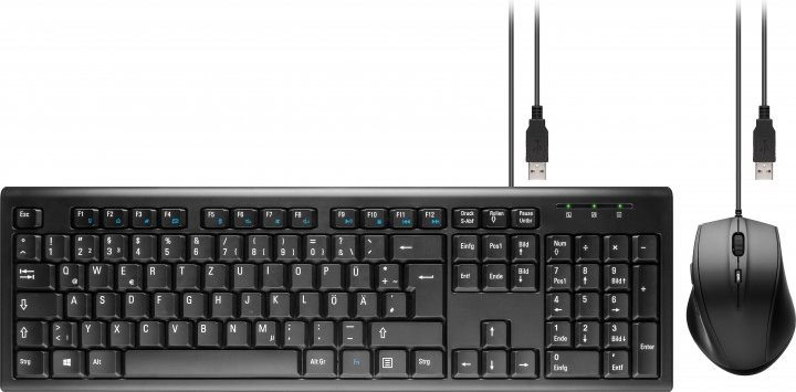 Wentronic Goobay USB Tastatur-Maus-Set, Schwarz - kabelgebundenes Desktop Set, USB 1.1 (96493)