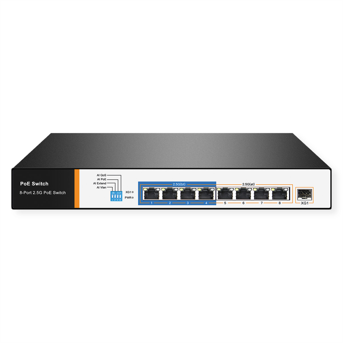 VALUE 2.5 Gigabit Switch 8x 2.5GbE PoE++ 4x PoE+ 1x 10GbE SFP+ Schwarz