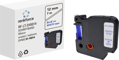 Schriftband Renkforce RF-LT-D45014 Kompatibel ersetzt DYMO D1 - 45014 12 mm Bandfarbe: Weiß Schriftfarbe: Blau 7 m (RF-6027814)