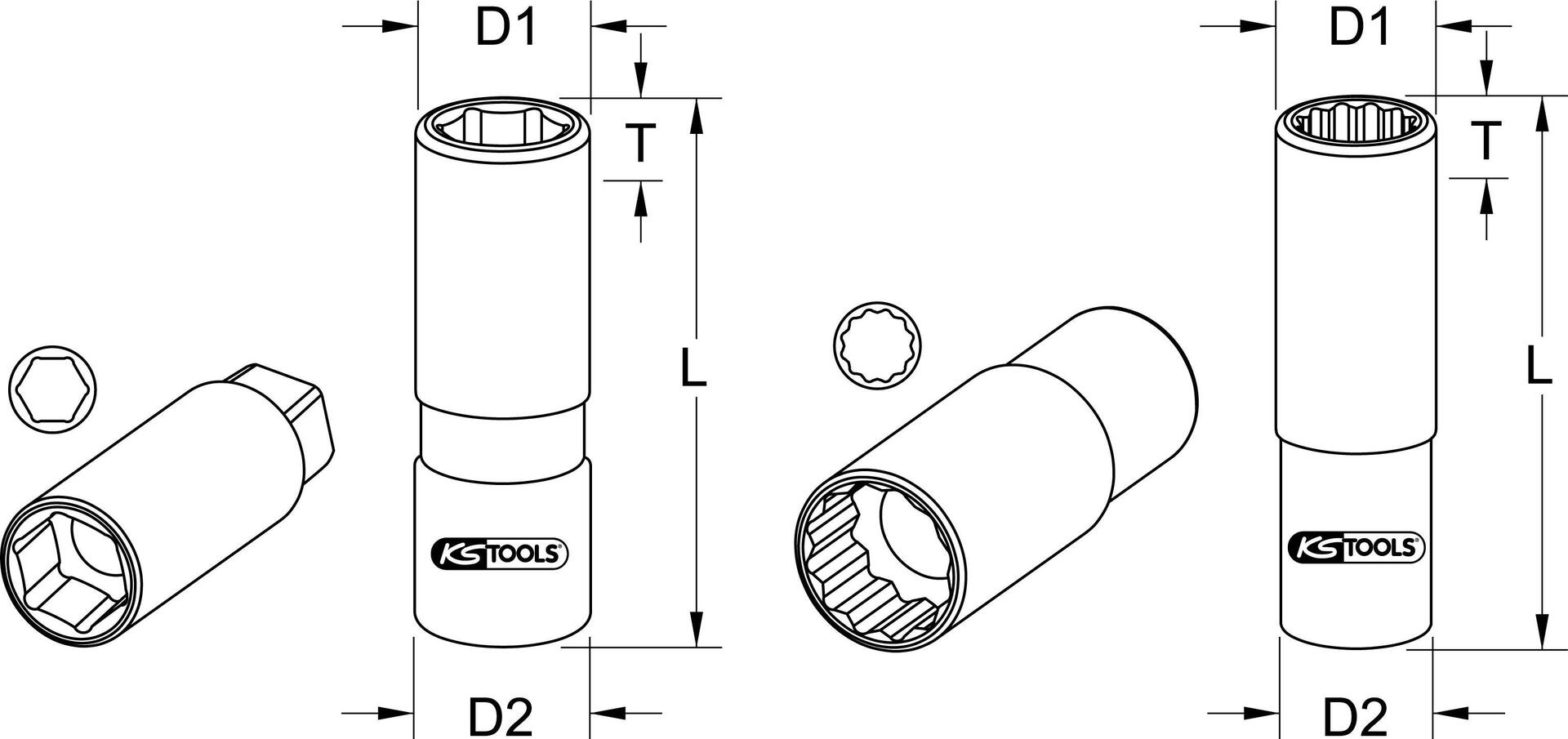 KS TOOLS 1/2\" Stecknuss für Zündkerzen, 18mm (911.1512)