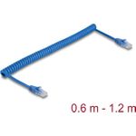 Delock RJ45 Spiralkabel Stecker zu Cat.6 UTP 0.6 m bis 1.2 blau (90197)