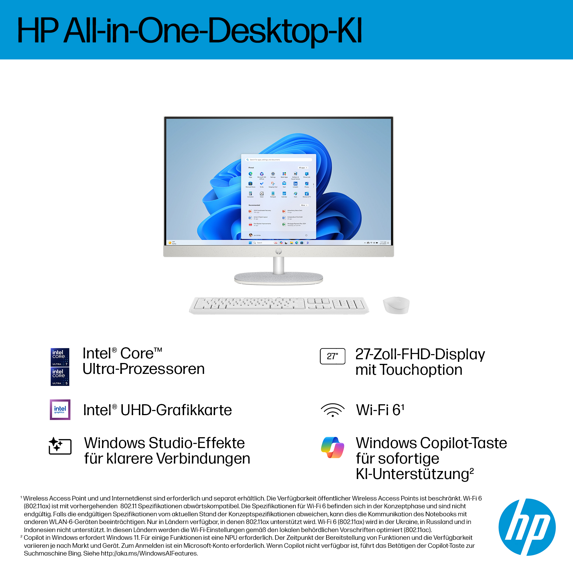 HP AI 27-cr2275ng 27" All-in-One PC Intel Core Ultra 7 255U 16 GB RAM 512 GB SSD Shell White