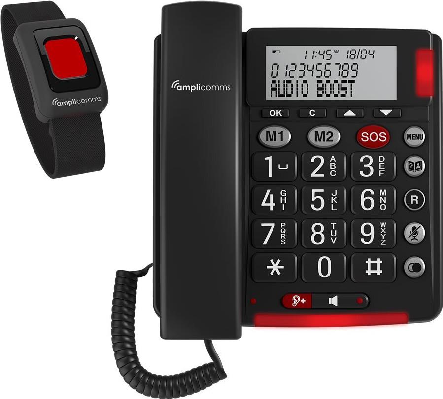 Amplicomms BigTel 50 Alarm Plus DE/FR Analog Telefon dark grey (ATL1424096) (geöffnet)