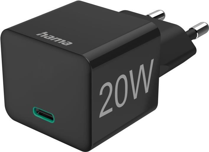 Hama Schnellladegerät, USB-C, PD/Qualcomm®, Mini-Ladegerät, 20 W, Schwarz (00201649)