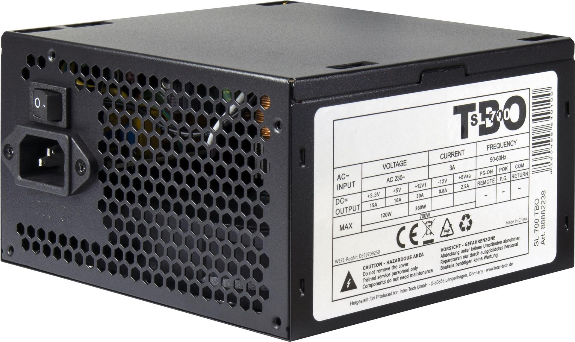 Inter-Tech Netzteil SL-700 Plus ATX 700W schwarz - PC-/Server Netzteil (88882238)