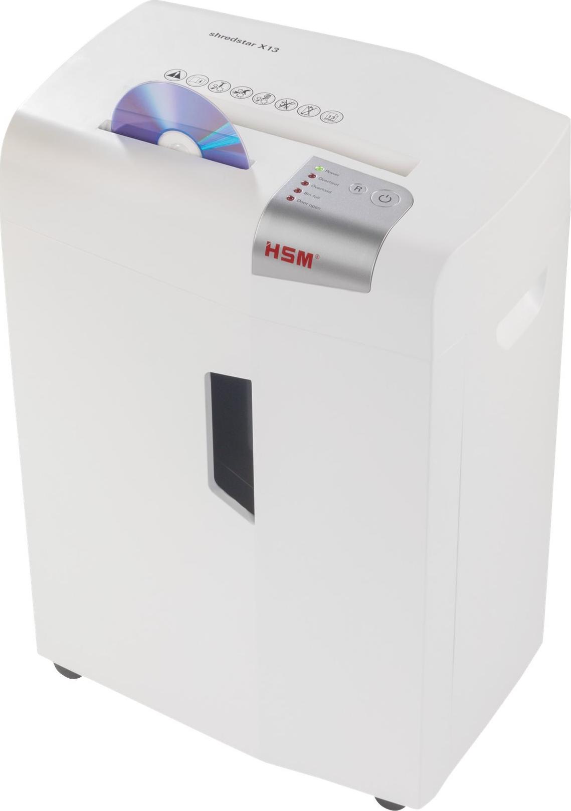 HSM shredstar X13 Aktenvernichter Partikelschnitt 4 x 37 mm 13 Blatt 18 L Silber, Weiß