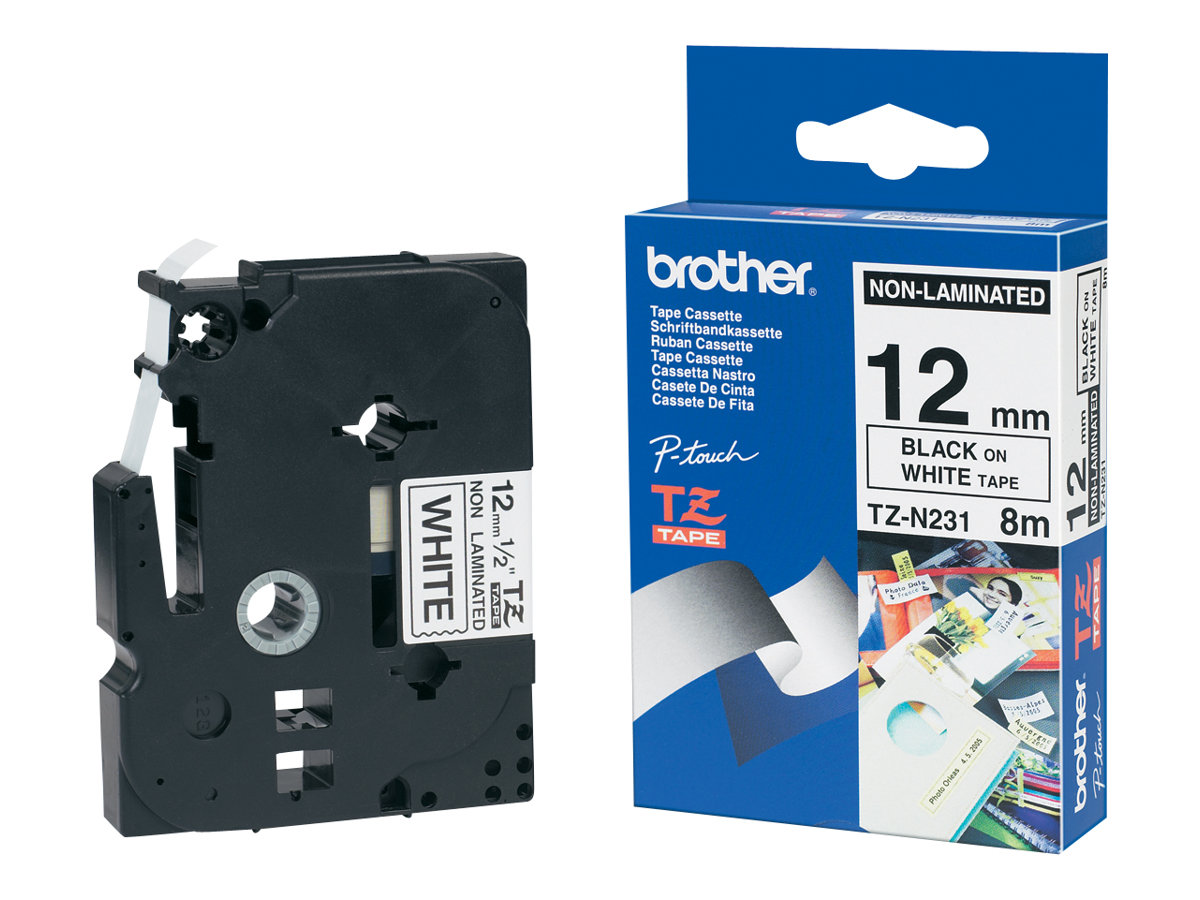 Brother TZe-N231 Nicht-laminiertes Schriftband 12 mm x 8 m Schwarz auf Weiß