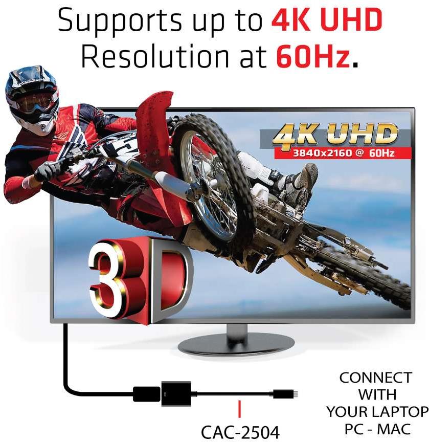 Club 3D CAC-2504 USB 3.1 Typ-C auf HDMI 2.0 UHD 4K 60 Hz Aktiver Adapter Schwarz