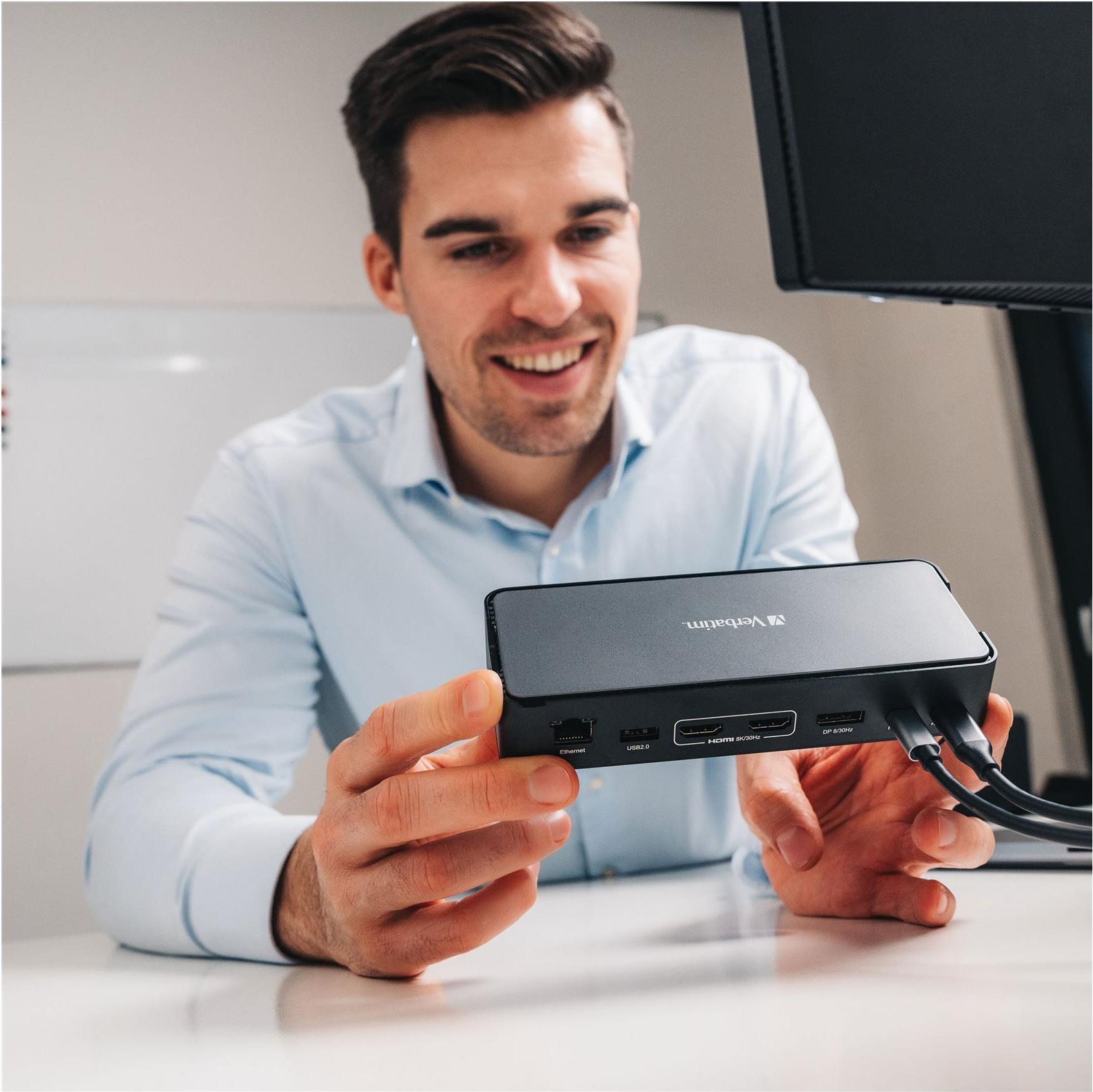 Verbatim Pro CDS-15 Dockingstation USB-C 100 W Power Delivery Schwarz, Grau