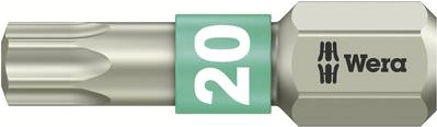 Wera TORX® Edelstahl Bits 25 mm 05 071034 001 T 20 6,3 mm (1/4") Sechskant DIN 3126-C 6,3, ISO (05 071034 001)