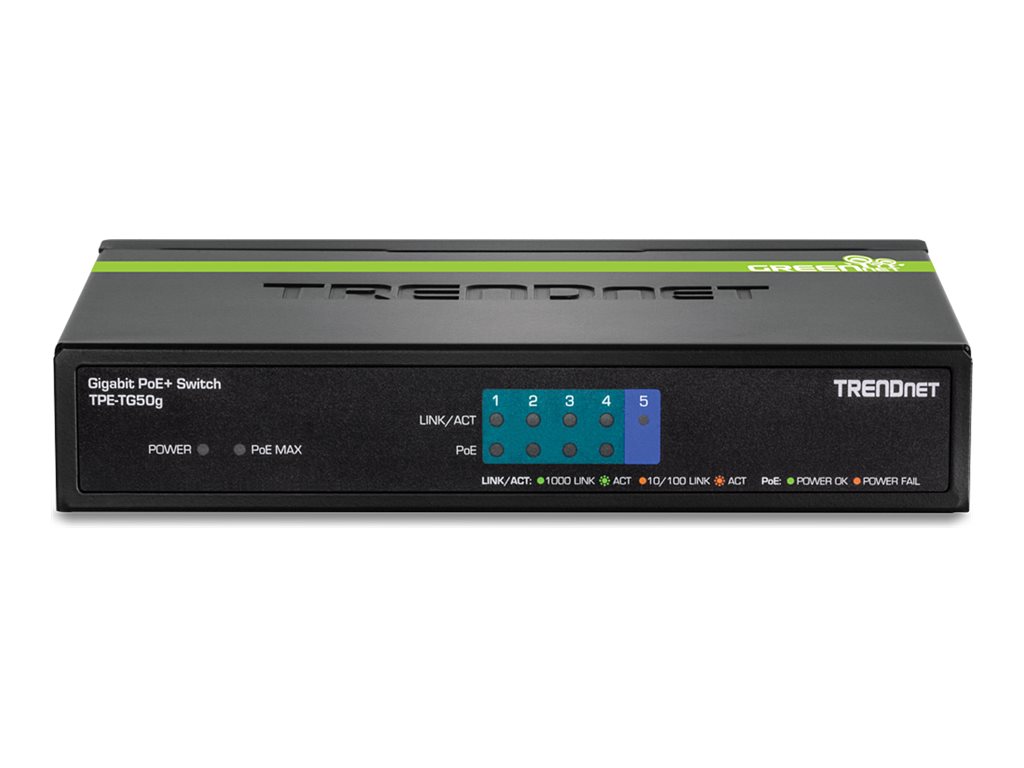TRENDnet TPE-TG50G 5-Port Gigabit PoE+ Switch Schwarz