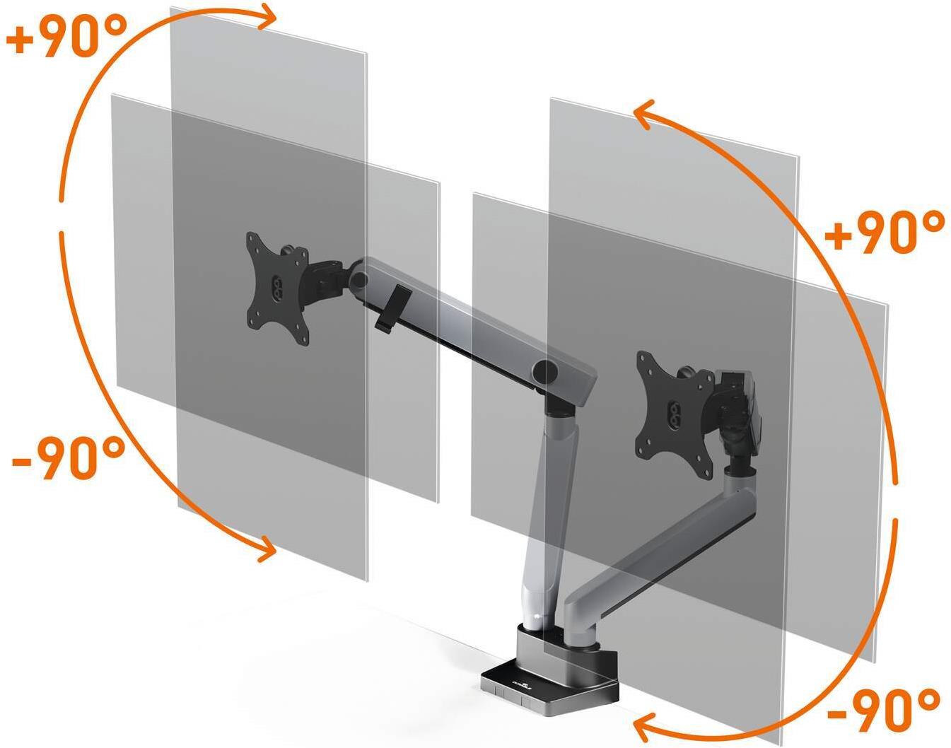 DURABLE SELECT PLUS Monitorhalterung mit Arm für 2 Monitore 17"-32" Tischbefestigung Silber