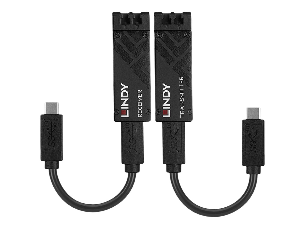 Lindy 43312 USB 3.2 Gen 2 Glasfaser-Extender 100 m Schwarz
