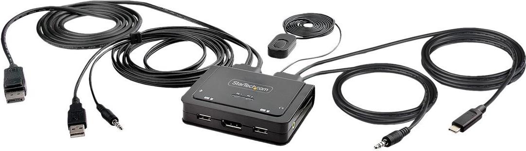StarTech.com 2-Port Hybrid USB-C DisplayPort Kabel-KVM-Switch 4K 60Hz Schwarz