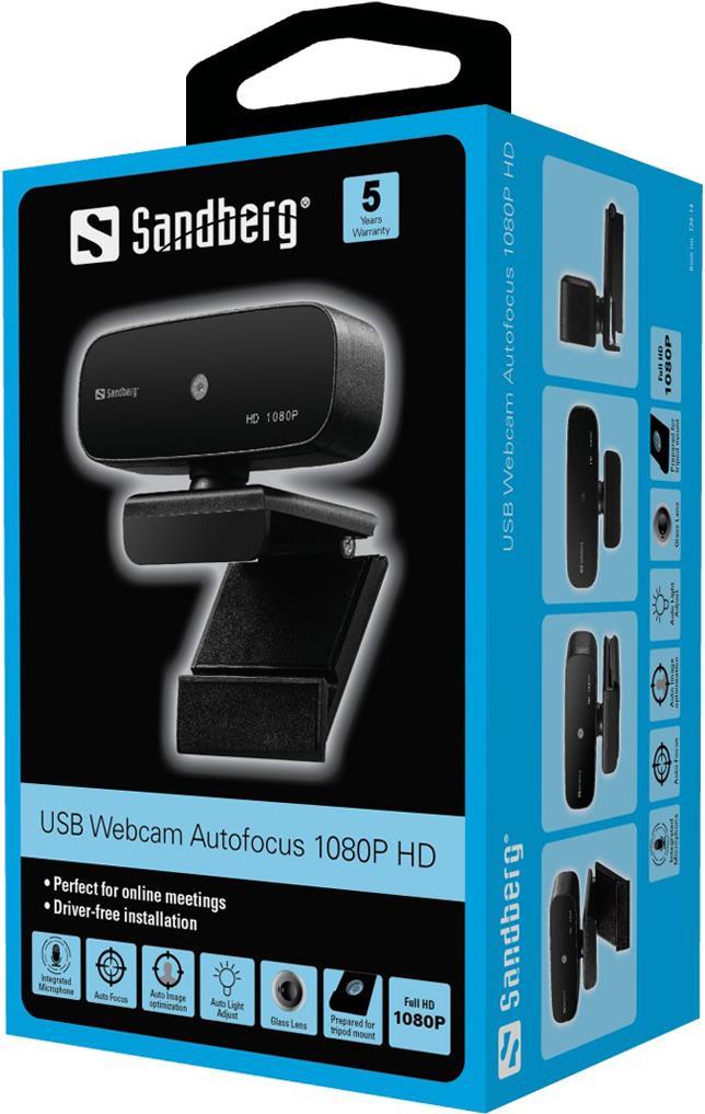 Sandberg 134-14 Webcam 2 MP 1920 x 1080 Pixel USB 2.0 Schwarz (134-14)